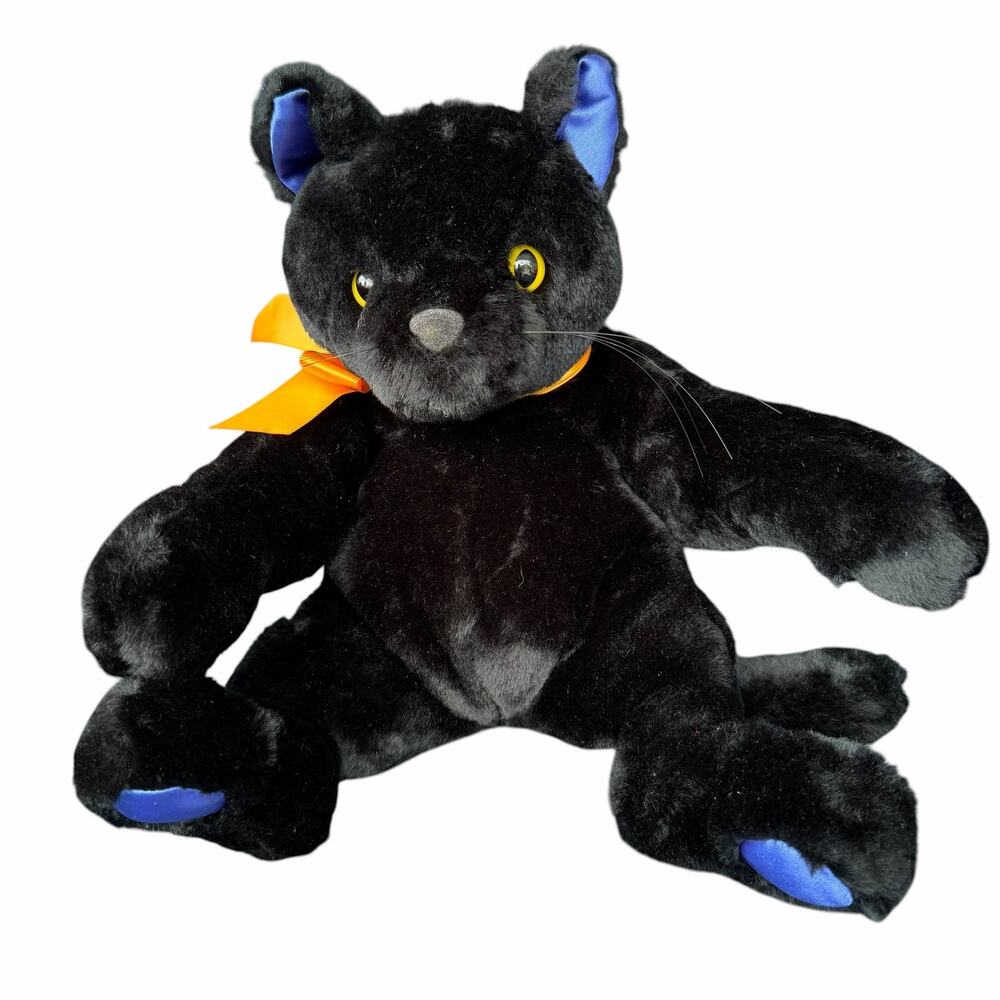 Hallmark Midnight The Black Cat Plush Halloween Orange Ribbon Vintage HB03356